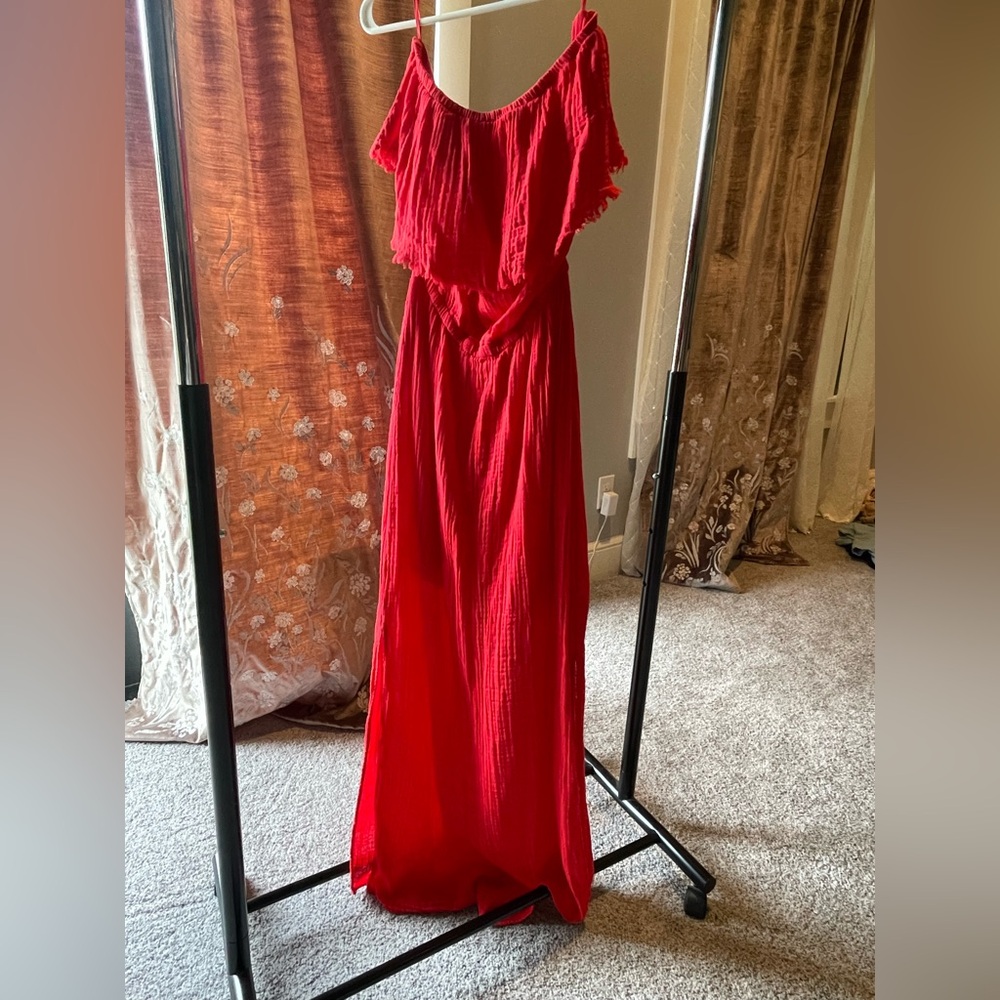 Michael Stars Red Off-Shoulder Maxi Dress